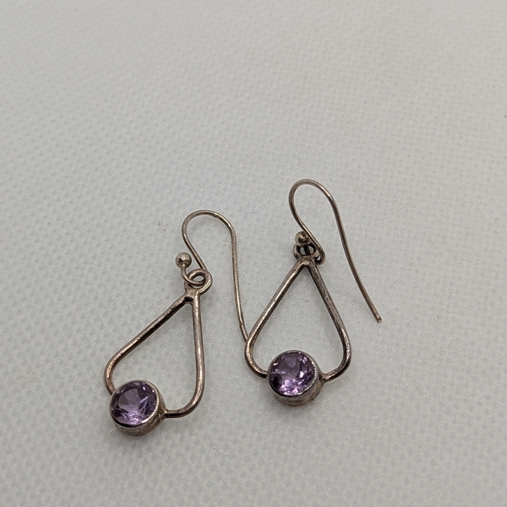 Elegant Purple Stone Drop Earrings